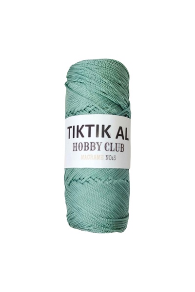 TıkTık AL Mint Yeşili Makrome Polyester Hobi Ipi Gri 100gr