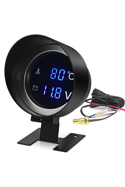 Choice AD شاشة LCD رقمية مستديرة مقياس درجة حرارة الماء مقياس الحرارة والفولتية 2 في 1 درجة الحرارة والفولتية...
