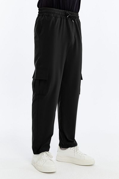 OXVİN Buzunar cargo din țesătură parașută oversize de vară pentru bărbați, pantaloni largi cu cleme pentru picioare