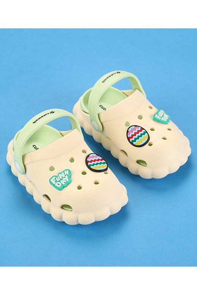 Cute Walk by Babyhug Cute Walk by Babyhug Clogs with Back Strap & Text Applique - Off White