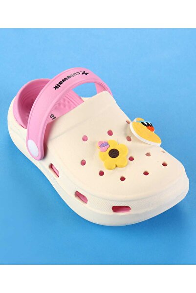 Cute Walk by Babyhug Clogs with Back Strap & Floral Paper Plane Applique - Pink