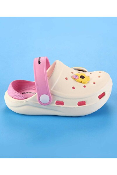 Cute Walk by Babyhug Clogs with Back Strap & Floral Paper Plane Applique - Pink