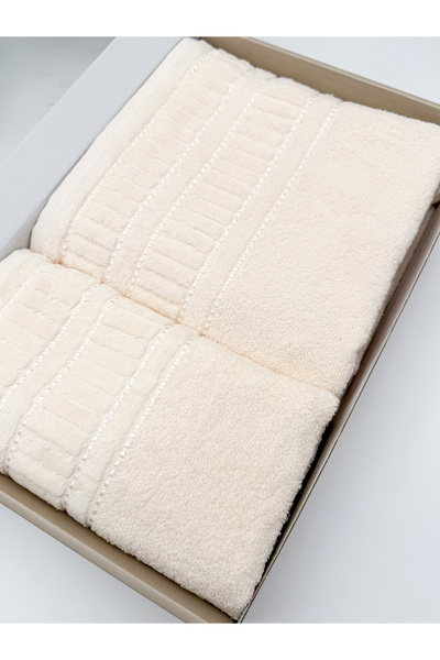 AYHANHOME 2-х частинний набір рушників для ванної кімнати з жакардовим візерунком у коробці 1 шт. 90x150, 1 шт. 50x90