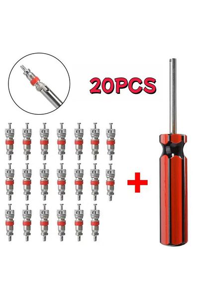 Choice 20pcs Car Tire Valve Core Removal Tools Insert With Remover Tool For Car Bike Motorcycle Wheel Va...