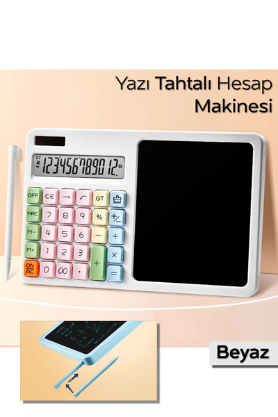 ARVALE Yazılabilir Ekranlı Büyük Ekran Kalemli Hesap Makinesi – Modern Tasarım - Beyaz