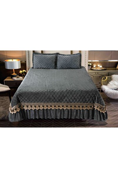 OEM Cuvertura si 2 Fete de perna, Catifea Matlasata cu Broderie, MS STAR, 3 piese, 2 persoane, Uni, 220X