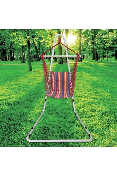 divendi-ro Hamac tip leagăn cu dungi multicolore și pernă, 50x100 cm