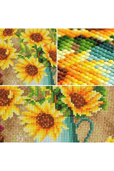 zola Diamond mosaic tapestry, sunflower in vase pattern, 30 x 30 cm