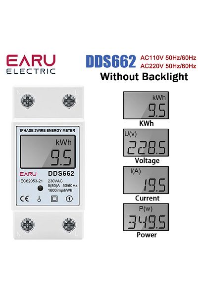 Choice3 AC220V 60Hz DDS662 Single Phase LCD Digital Energy Meter Reset Zero kWh Voltage Current Power Consum