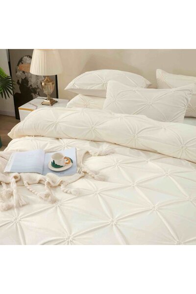 OEM Double bed sheet, velvet, 4 pieces, ZUBI, off-white, 230 x 250 cm