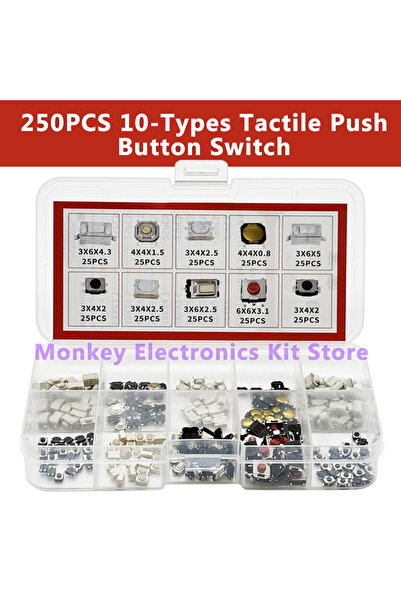 Choice 250PCS/1 Set 10-Types Tactile Push Button Switch Car Remote Control Ke...