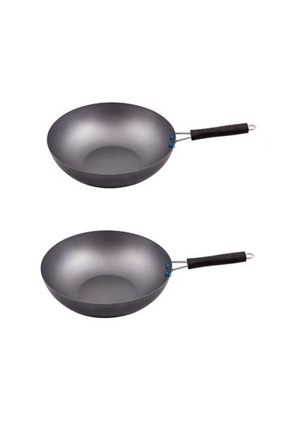 OEM Set 2 Wok Frying Pans, Non-Stick Metal, 32 cm Diameter
