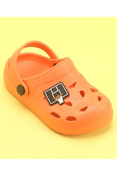 Pine kids Clogs With Back Strap Basketball Applique- Orange