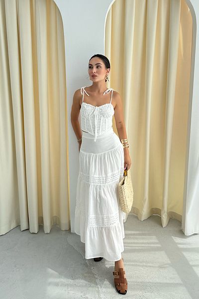Seda Yalçın Atelier Σετ φούστα με λευκή μπούστα με λεπτομέρεια