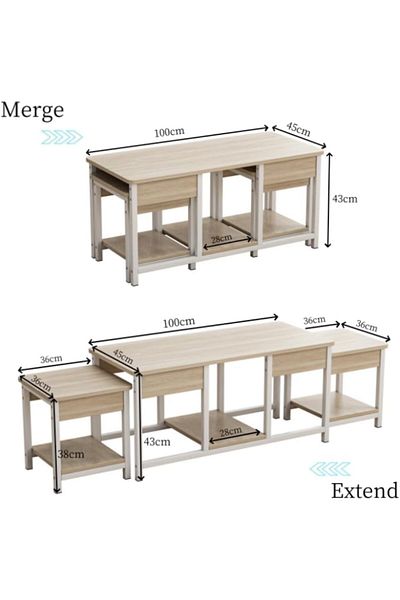 AGD Three-Piece Nesting Coffee Tables Set for Living Room/TV Tables