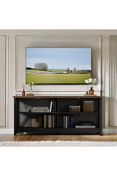 AGD TV Table up to 55 Inches, Entertainment Center, Open Shelves Stand for Living Room