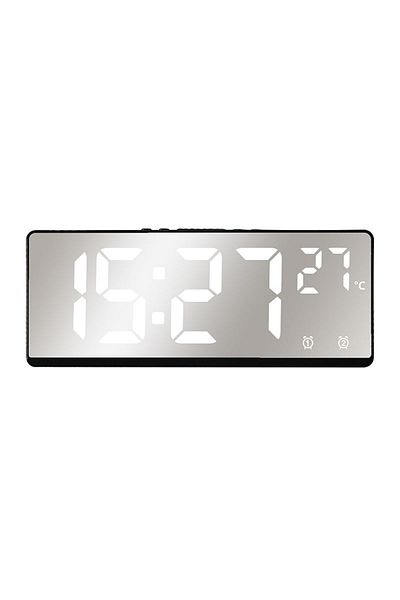 divendi-ro Ceas decorativ Andowl, afișaj digital LCD, 12/24h, alarmă, termometru, 17,4x6,8x2,3 cm, Alb