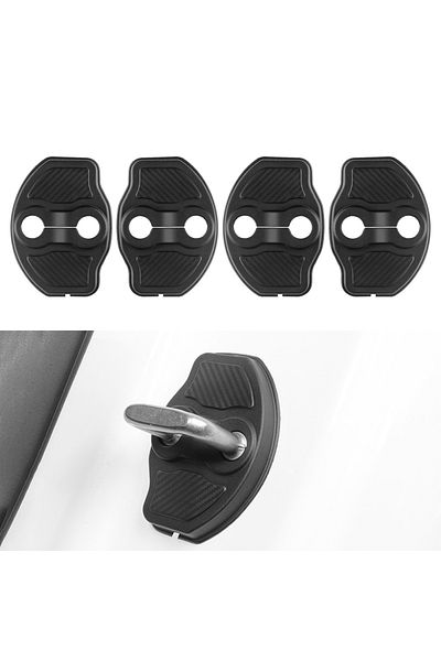 Choice black For 2016-2023 Tesla Model 3 Model Y Door Lock Cover Protective Latch Cover ABS Carbon Fiber St
