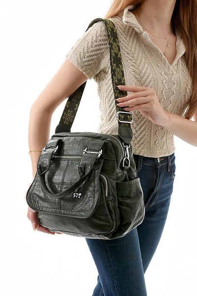 571 Collections Çanta Two Function Faux Leather Shoulder, Hand Bag Green (Model: 571-13-17L)