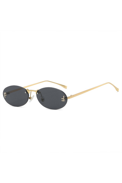 Choice4 gold black 8115 Elegant Diamond Oval Sunglasses Male Letter "F" Rimle...