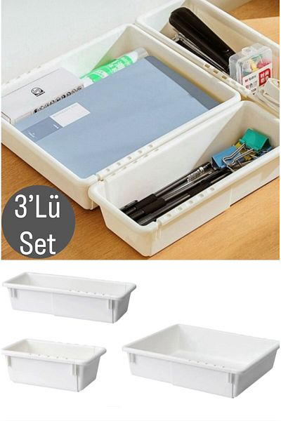 Bayev Flexi Set of 3 Expandable Drawer Organizer Office Organizer - Makeup Kitchen Cabinet Organizer Set
