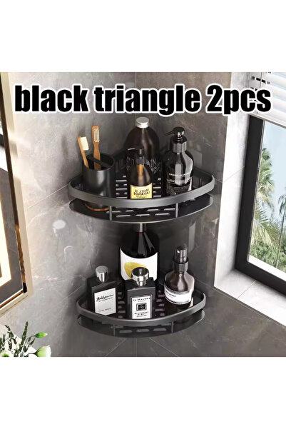 Choice رف شامبو استحمام مثبت على الحائط B3756 أسود، رف حمام، رف مناشف، حامل ث...