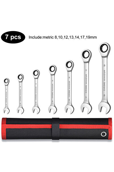 Choice 7pcs Key Ratchet Wrench Set 72 Tooth Gear Ring Torque Socket Wrench Set Metric Combination Ratchet S
