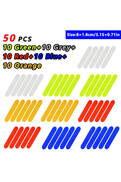 Choice 50 قطعة مختلطة - 1.8 × 8 سم، شريط عاكس لمحور عجلة السيارة، شريط تحذيري...