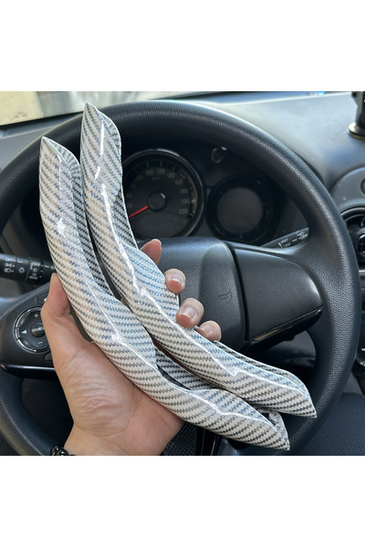 Choice غطاء عجلة قيادة سيارة عالمي أبيض مكون من قطعتين مضاد للانزلاق من ألياف...