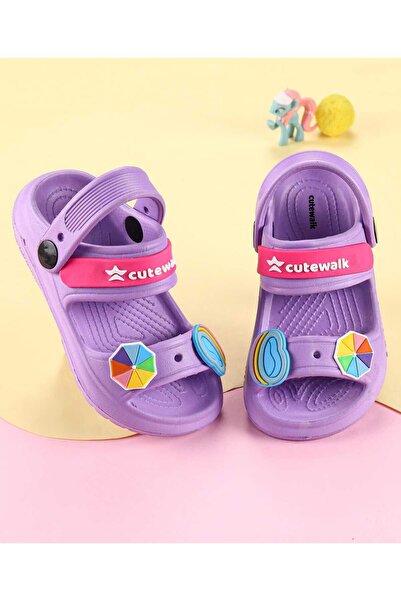 Cute Walk by Babyhug Clogs with Backstrap Closure & Umbrella Applique - Purple