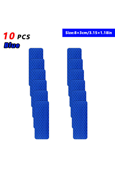 Choice 10 قطع زرقاء - 3 × 8 سم، شريط عاكس لمحور عجلة السيارة، شريط تحذيري لفت...