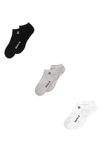 Hurley Men 3 Pairs Brand Logo Low Cut Socks, Multicolor