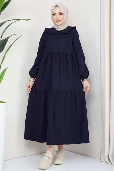 hafsamina Baby Collar Hijab Φόρεμα Navy Blue HM2080