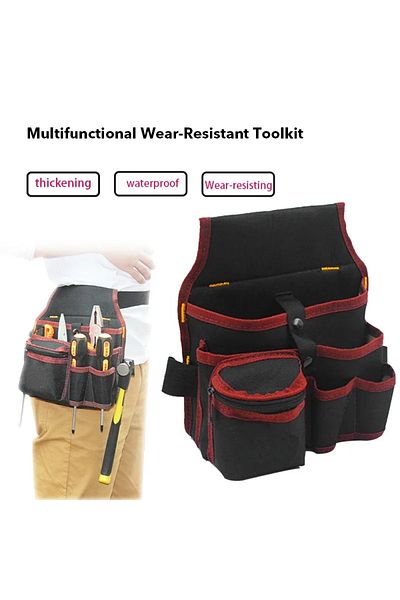 Choice Black red Multifunctional Tool Storage Bag Pouch Belt Electrician Toolkit Drill Waist Bag Wrench Scr
