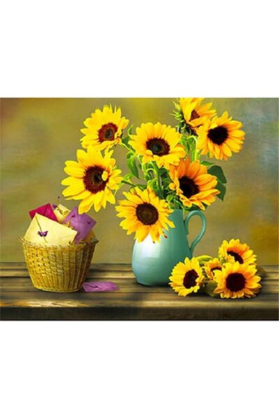 zola Diamond mosaic tapestry, sunflower in vase pattern, 30 x 30 cm