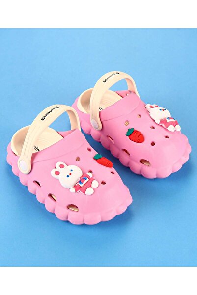 Cute Walk by Babyhug Clogs with Back Strap Bunny Applique - Pink