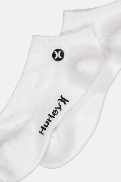 Hurley Men 3 Pairs Brand Logo Low Cut Socks, White