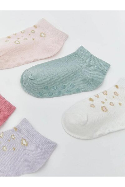 LC Waikiki LCW baby Pembe Çiçekli Kız Bebek Patik Çorap 5