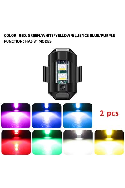 Choice 2pcs Strobe Light Motorcycle Warning Light 7 Colors Mini Drone Strobe Light Universal Anti-Collision