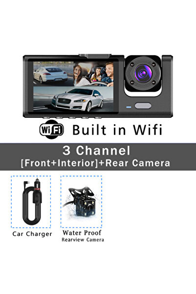 Choice5 كاميرا سيارة ثلاثية القنوات بتقنية الواي فاي عالية الدقة 1080 بكسل، ك...