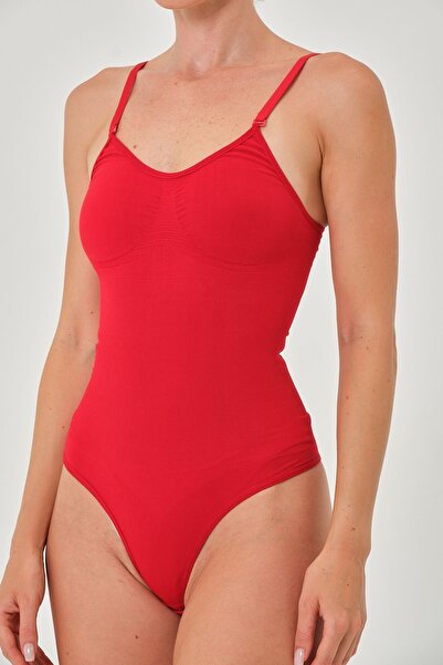 MİSTİRİK Mamey Model Slimming Effective Corset with Snaps (Zibin) Red Color1