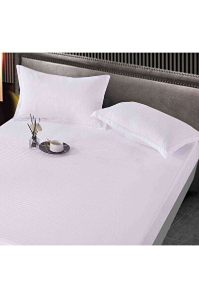 OEM Elastic Bed Sheet Damask Style, 2 Persons, 2 Pillowcases, MS STAR, 160x200cm+35cm, White