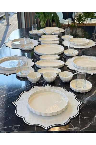 Onedekor 31 Piece Premium Porcelain Passion Plain Breakfast Set for 6 People