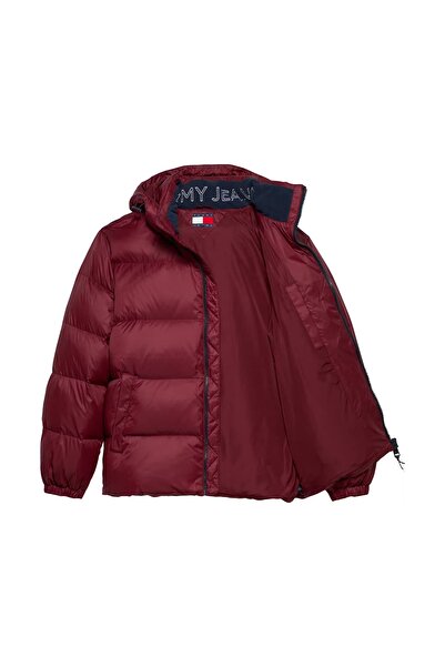 Tommy Hilfiger Pánský péřový kabát s kapucí - Burgundská