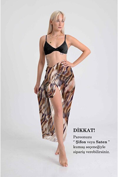 DESENİX Artistic Brush Patterned Pareo |   100X145 cm |   Digital Printing |   Chiffon / Satin Fabric