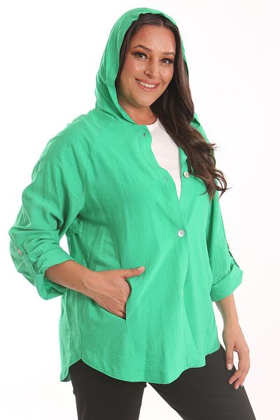 Metpoint Trench verde Trend42plus de mărime mare cu glugă și detaliu cu nasturi