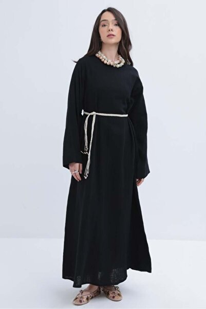 ALLDAY Βασικό φόρεμα μουσελίνας με μαύρη ζώνη