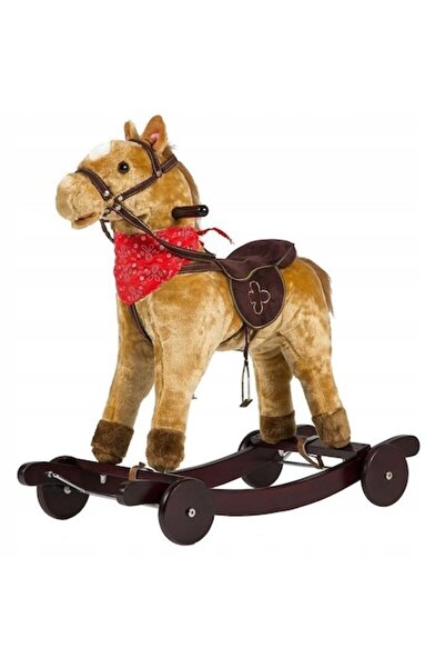 Jolly Kids Cal balansoar Plus cu roți pentru copii, maro, 74x37x64 cm