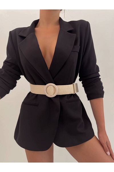 FioriModa Women's Mesh Elastic Women's Belt with Plated Buckle, Jacket Belt, Shirt Belt, Dress Belt