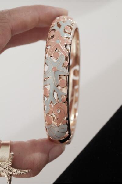 AŞIK ACCESSORIES سوار مطلية بالمينا بطابع البحر البرتقالي